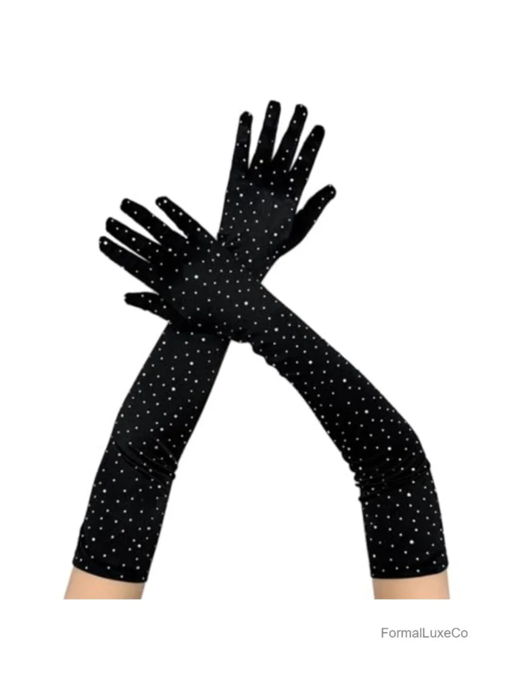 Long Elbow Gloves Retro Shiny Sequin Stretchy Opera Party Gloves Evening